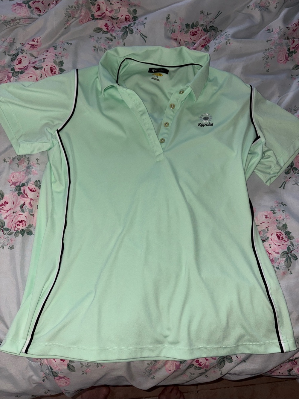 Light Mint Green Polo with Black Piping - Kapolei Logo